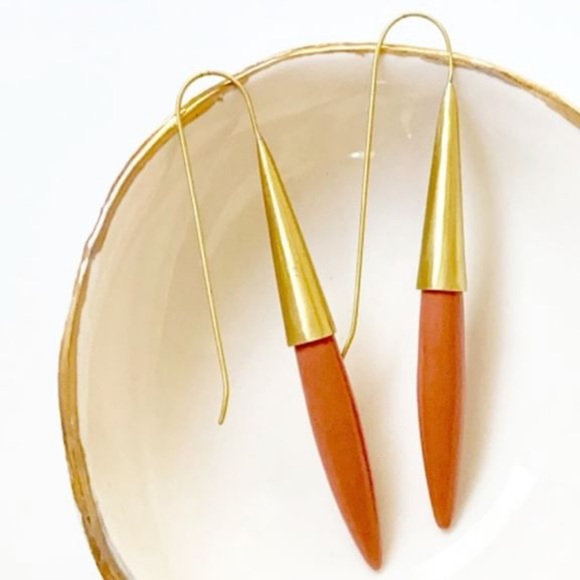 Ink + alloy Terra Cotta And Brass Spike Earring - Picture 2 of 8